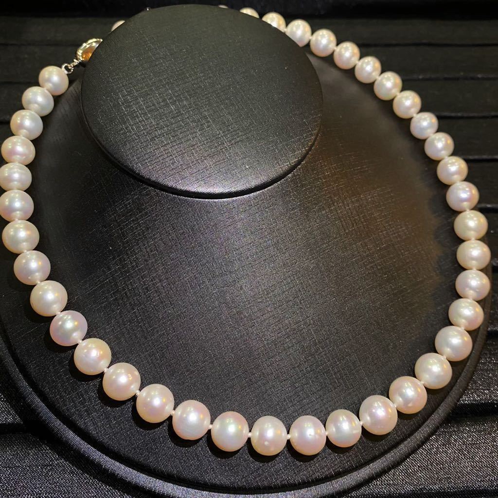は*な様 本真珠ネックレス 約42cm 花珠級本真珠ネックレス10.2mm-9.5mm 天然パールネックレス 42cm