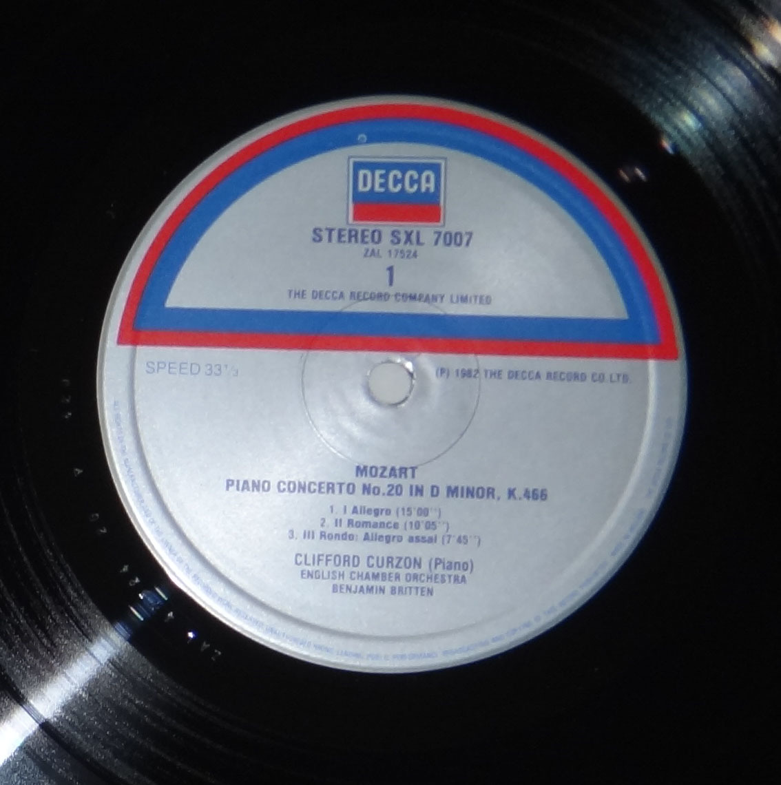 蘭DECCA SXL 7007 ED1 モーツァルト: ピアノ協奏曲第20番 クリフォード