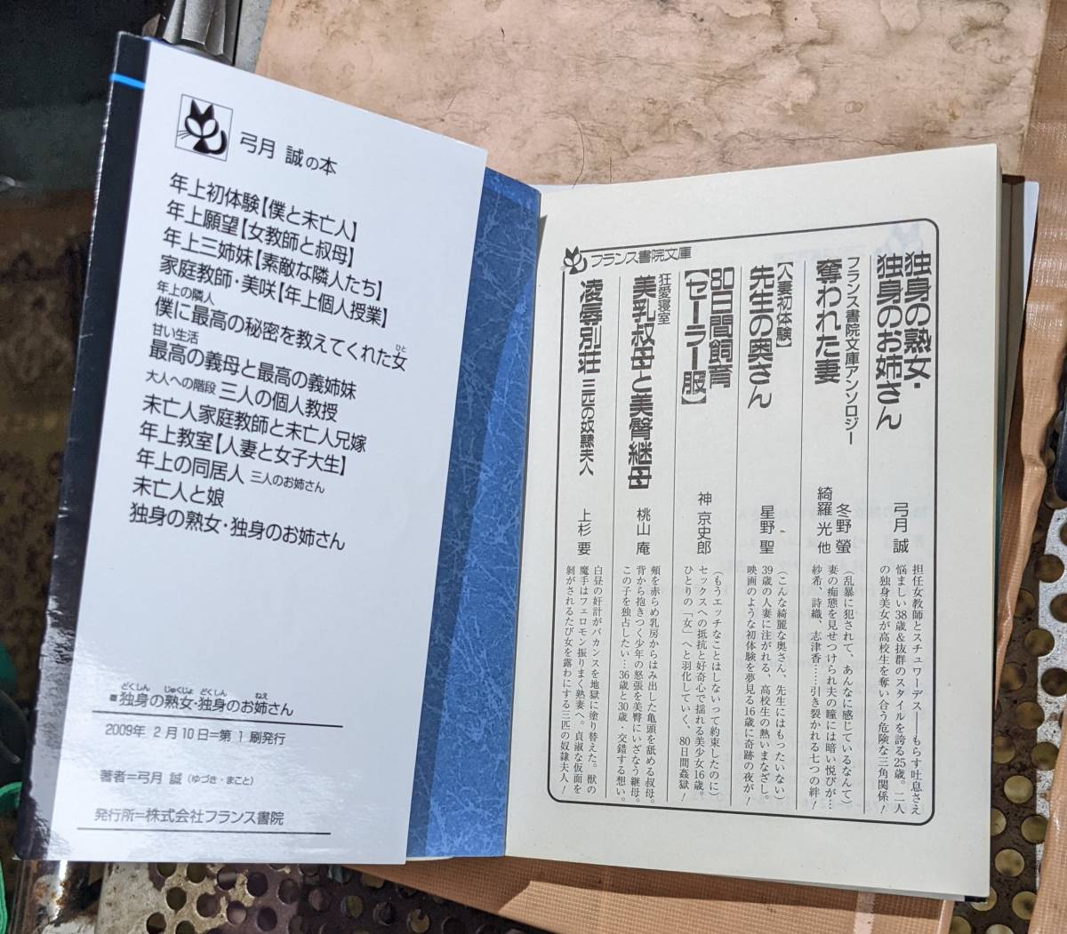 フランス書院文庫 「独身の熟女・独身のお姉さん」 弓月 誠 中古本 