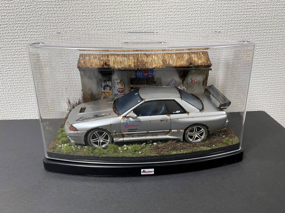 日本の名車 1/24 NISSAN BNR32 GT-R 草ヒロ風景ジオラマ 自作完成品