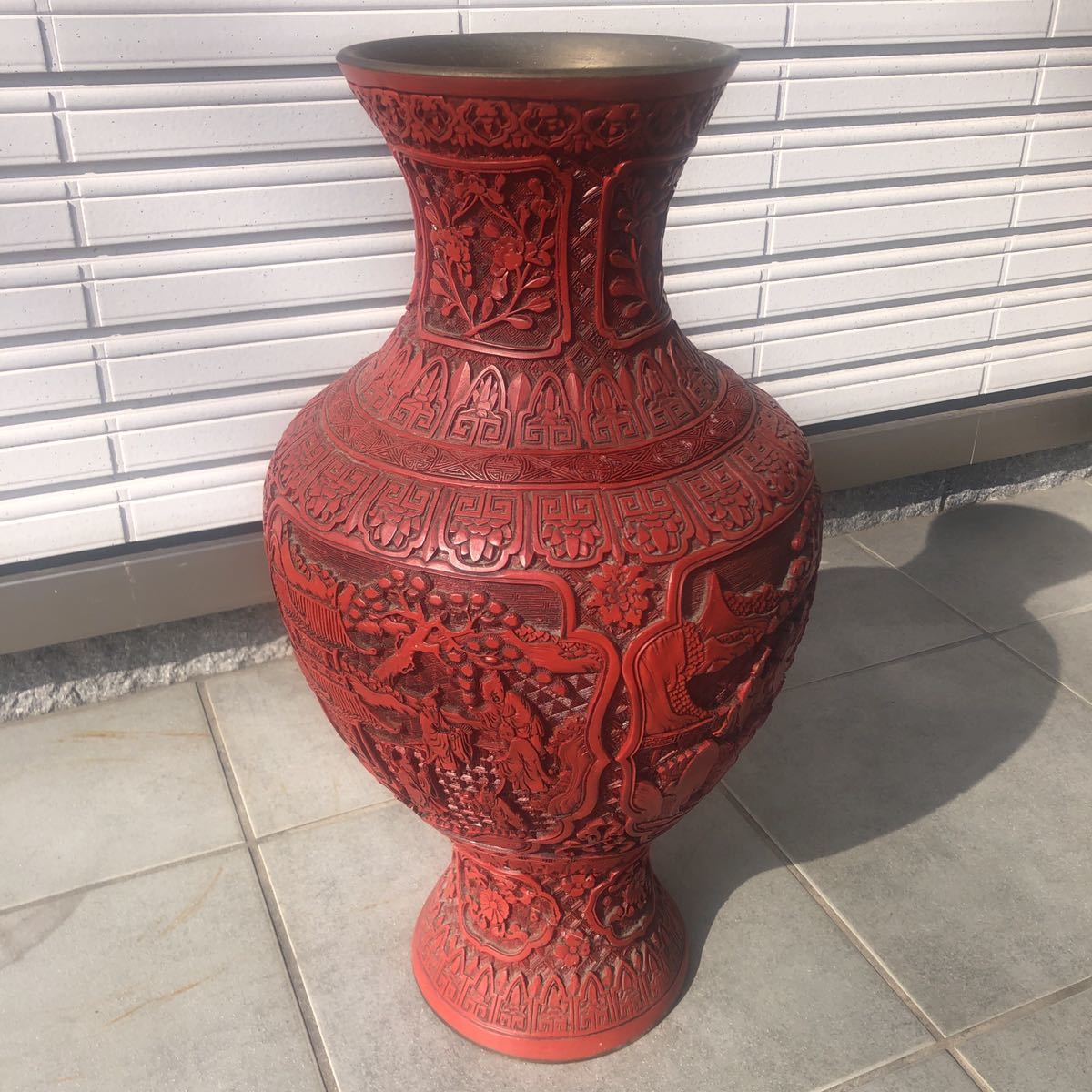 中国美術 花瓶 壷 彫漆 中国伝統工芸 アンティーク 骨董品 中国美術