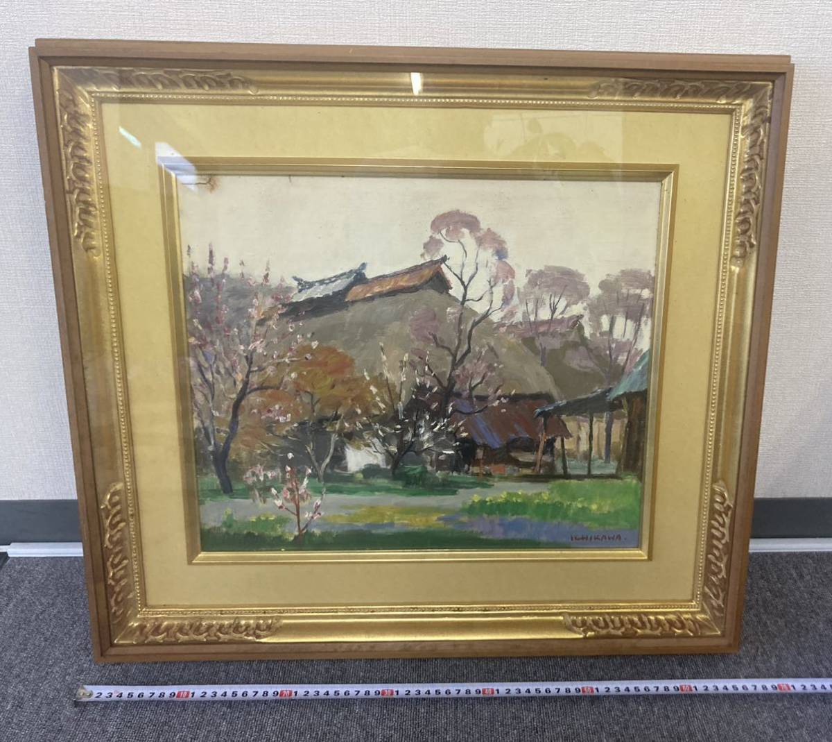 市川清太 油彩画 杏花 一水会会員 額装 市川清太/油彩/額装品/風景画/作家物/直筆サイン入り/油絵/絵画/美術品