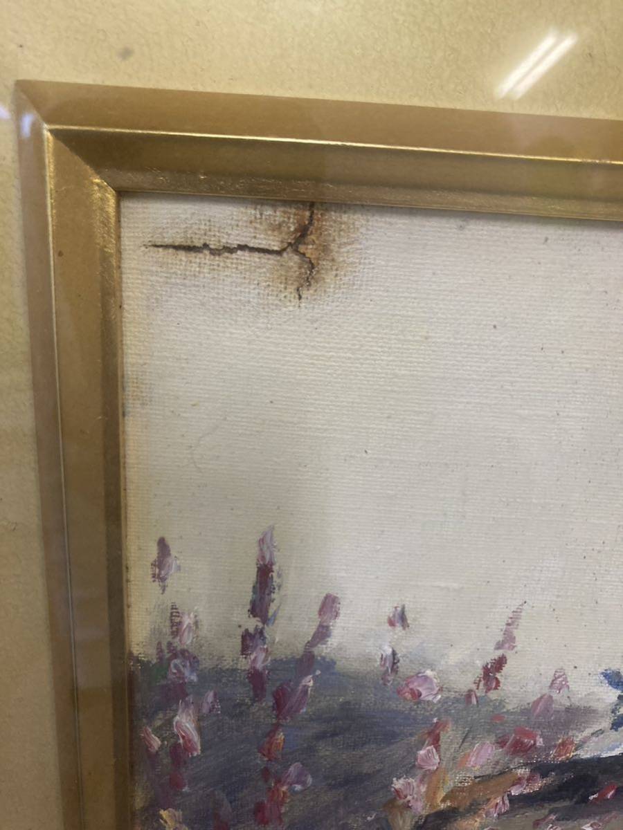 市川清太 油彩画 杏花 一水会会員 額装 市川清太/油彩/額装品/風景画/作家物/直筆サイン入り/油絵/絵画/美術品