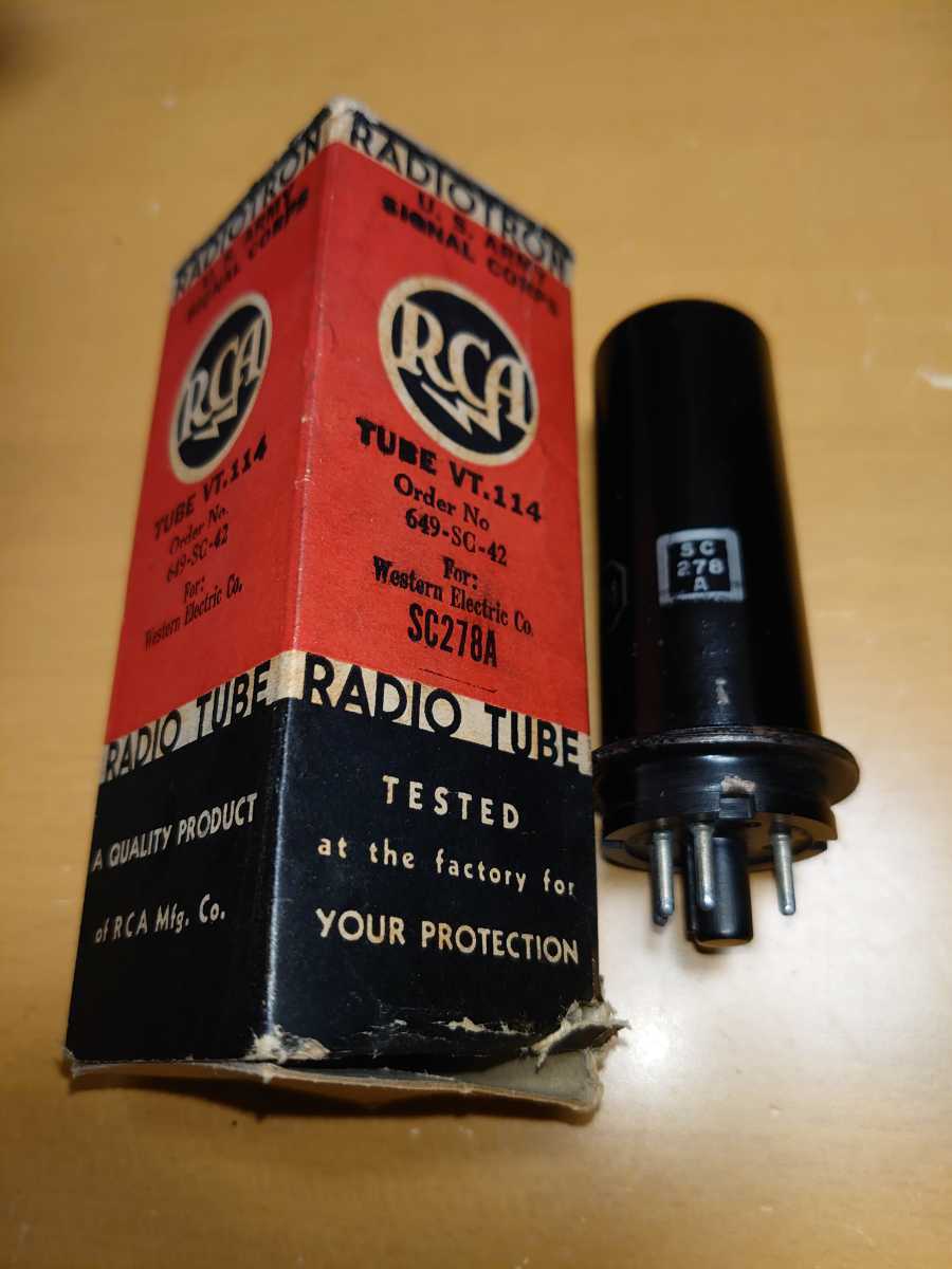 for:western electric.RCA 5T4(SC278A)直熱整流管中古です。WE274Bの差し替え用にRCA発注したという整流管です元箱いたんでます.(検索:5T4) RCA electric for:Western ST管 ボタンステム管 プリメインアンプ