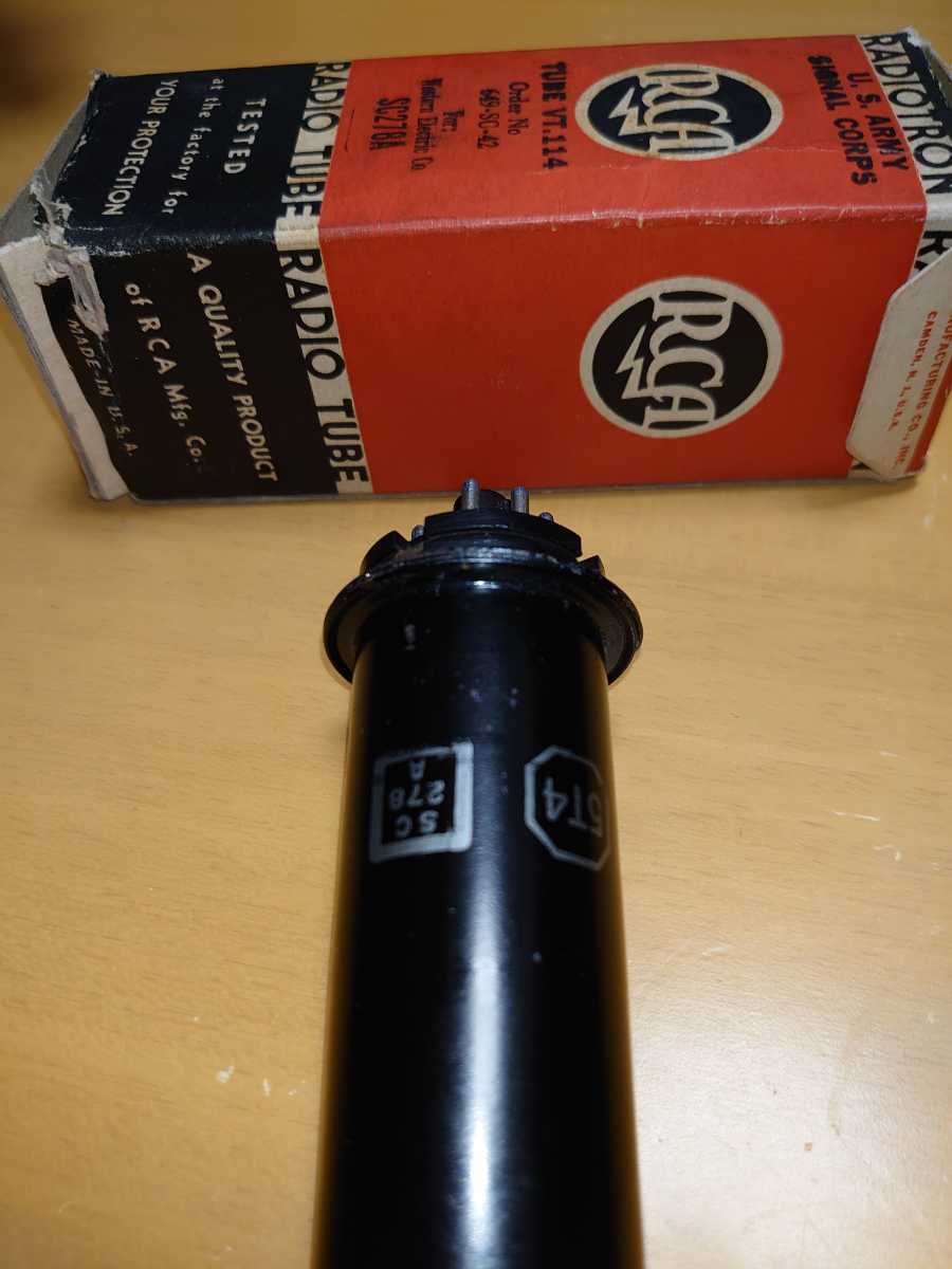 for:western electric.RCA 5T4(SC278A)直熱整流管中古です。WE274Bの差し替え用にRCA発注したという整流管です元箱いたんでます.(検索:5T4) RCA electric for:Western ST管 ボタンステム管 プリメインアンプ