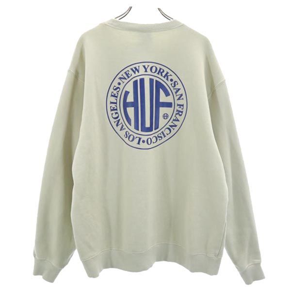 ハフ バックプリント スウェット L グレー系 HUF 長袖 トレーナー 裏起毛 メンズ 221125 スウェット バックプリント ハフ フリマアプリ ラクマ クルーネックスウェット
