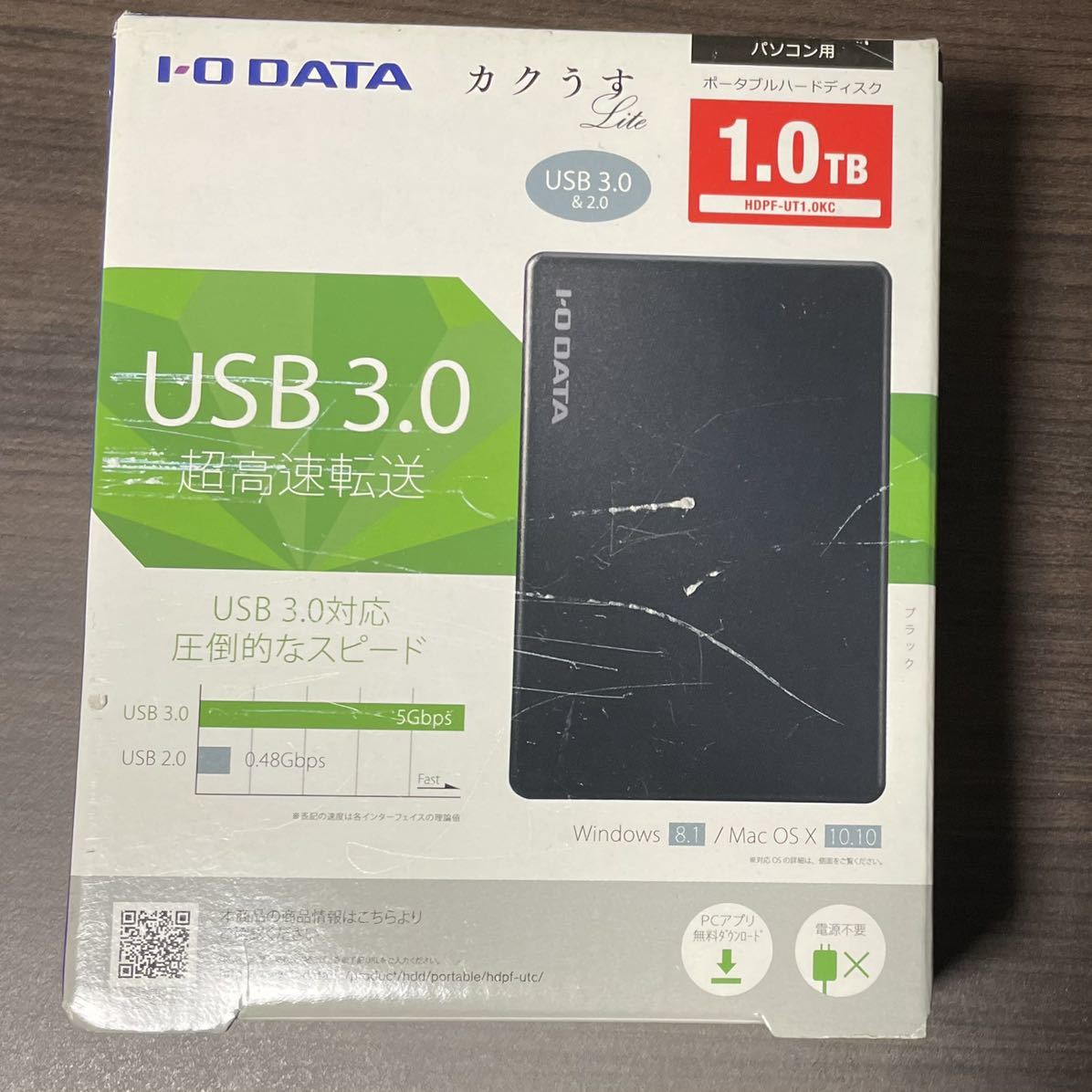 I-O DATA HDPF-UT1.0KC 1TB USB3.0 ポータブルハードディスク