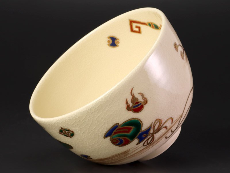 古美味】清閑寺窯 杉田祥平造 色絵宝尽くし画茶碗 茶道具 保証品 M9Vm