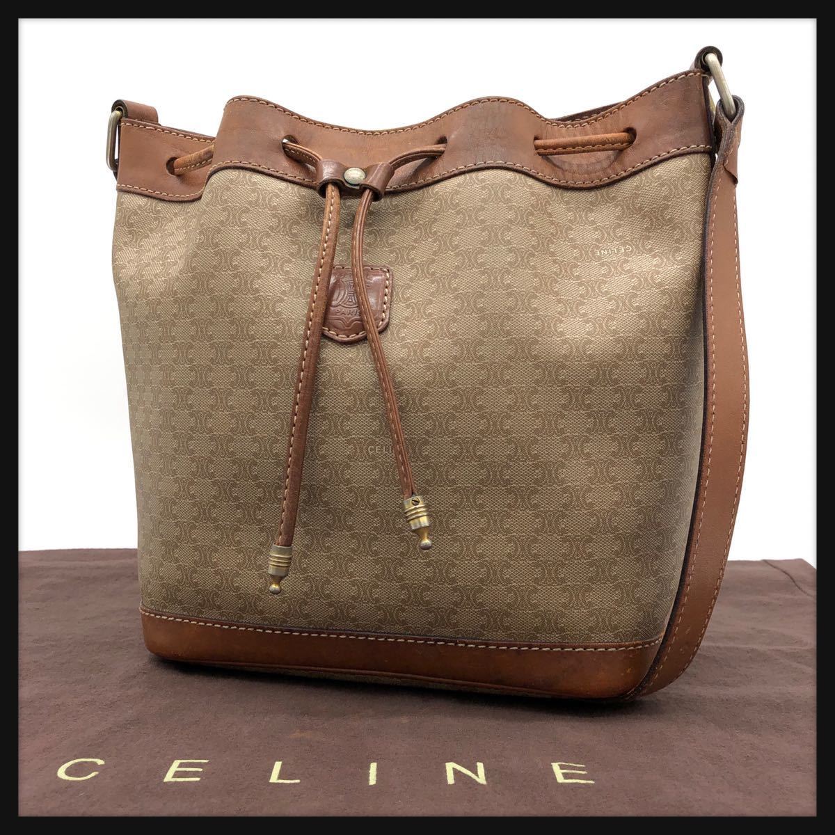 6619【 1円 】 セリーヌ CELINE ショルダーバッグ マカダム柄 ブラウン