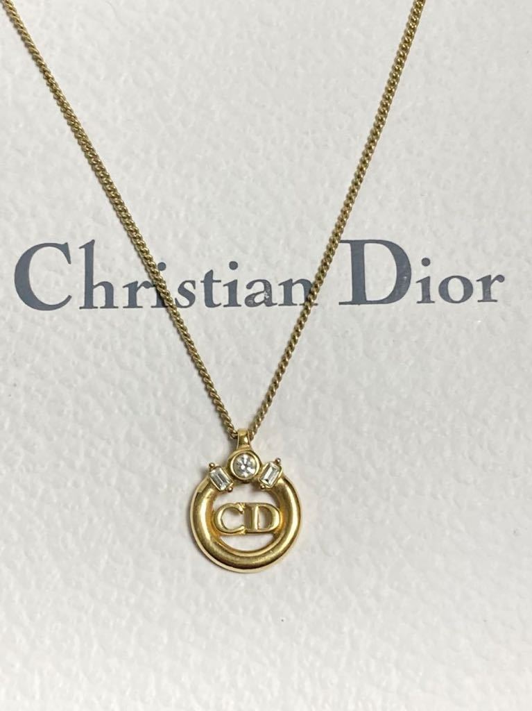 良品　クリスチャンディオール　CDロゴ　クリスタル　ゴールド　ネックレス