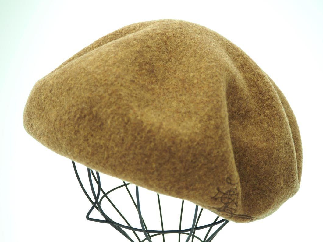 ネコポスOK ヴィヴィアンウエストウッド ウール100% ロゴ 刺繍 ベレー帽 キャップ sizeM/キャメル ◇■ ☆ ckc9 レディース