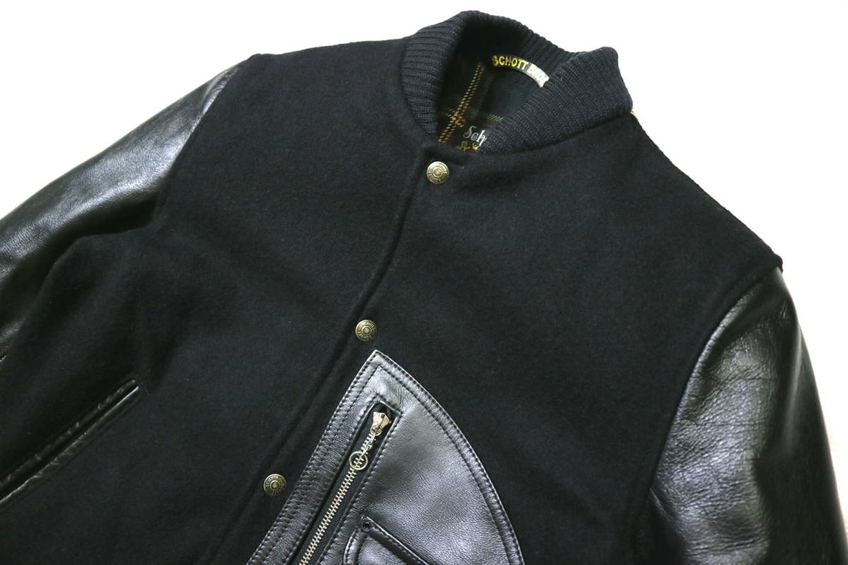 秀逸/お洒落！◇USA製 Schott ショット 767US Dポケ 袖革スタジャン 
