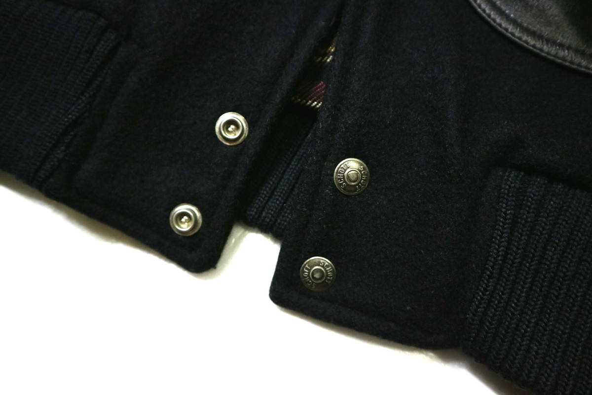 秀逸/お洒落！◇USA製 Schott ショット 767US Dポケ 袖革スタジャン 