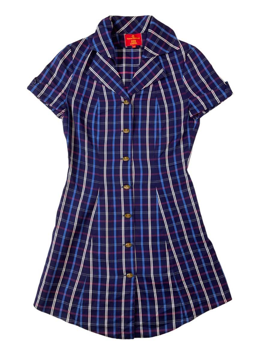  Vivienne Westwood RED LABEL ヴィヴィアンウエストウッド チェック 半袖 ワンピース ネイビー 42 ma(ワンピース)｜売買されたオークション情報、yahooの商品情報をアーカイブ公開 - オークファン 女性用