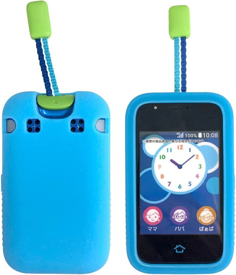 au ジュニアケータイ mamorino5 ブルー シリコンケース 子供用 マモリーノ5 mamorino5 ケース 耐衝撃 _1