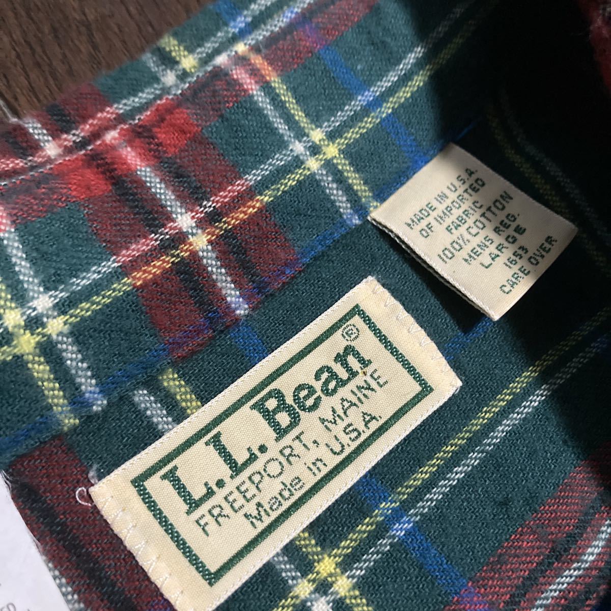 90s L.L.Bean エルエルビーン ヴィンテージ フランネルシャツ ネルシャツ チェックシャツ 80s 70s グリーン アメリカ製 usa製 エルエルビーン 90s ヴィンテージ cotton check ブルゾン