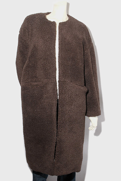 2018AW rim.ark リムアーク ノーカラーロングボアコート F Brown