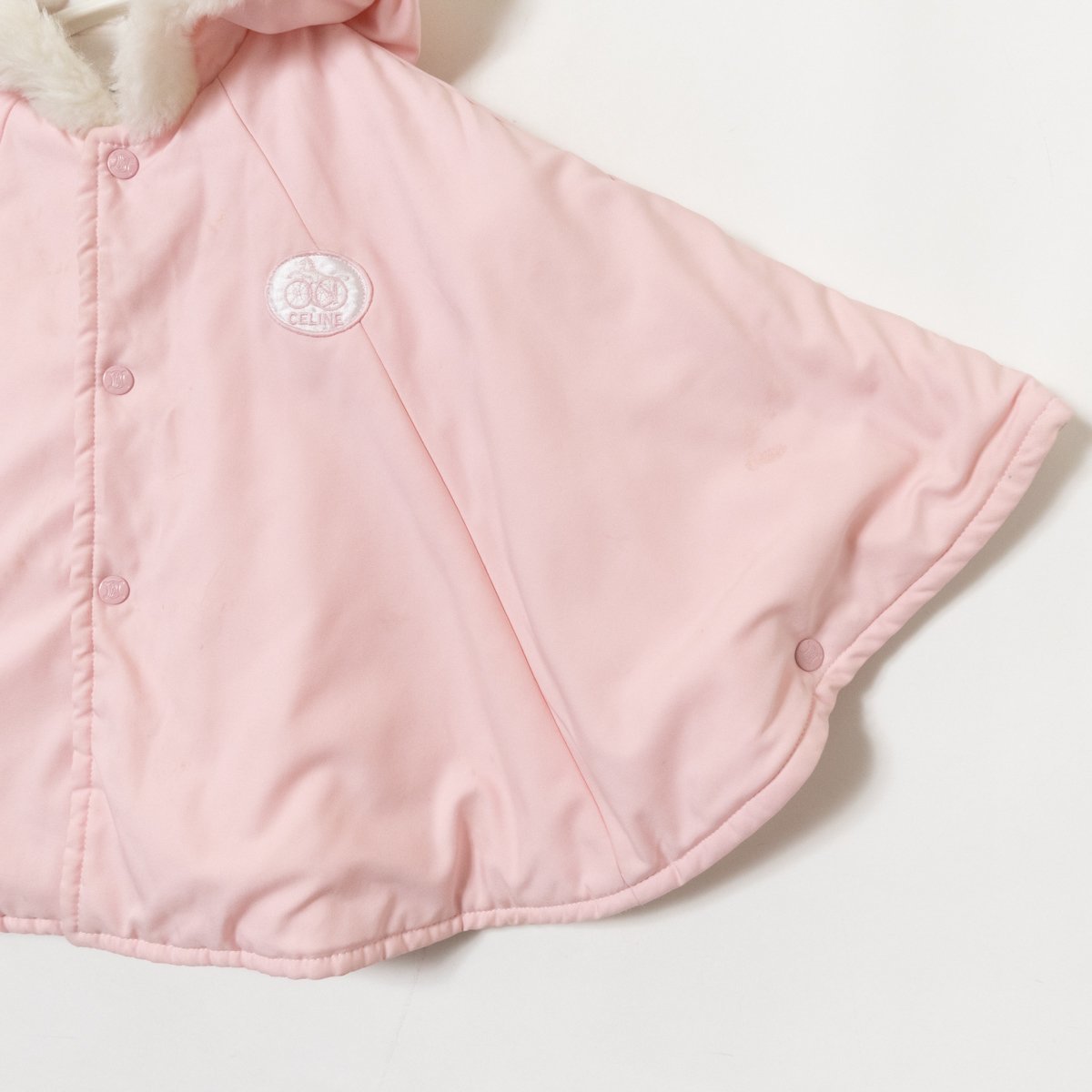 CELINE ポンチョ ケープ セリーヌ ベビー ピンク 女の子 ロゴ フード 