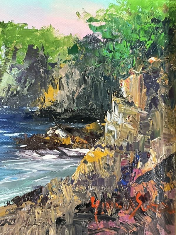 菅野矢一「北の海（積丹半島）〔財界さっぽろ表紙絵原画〕」油絵・P8号