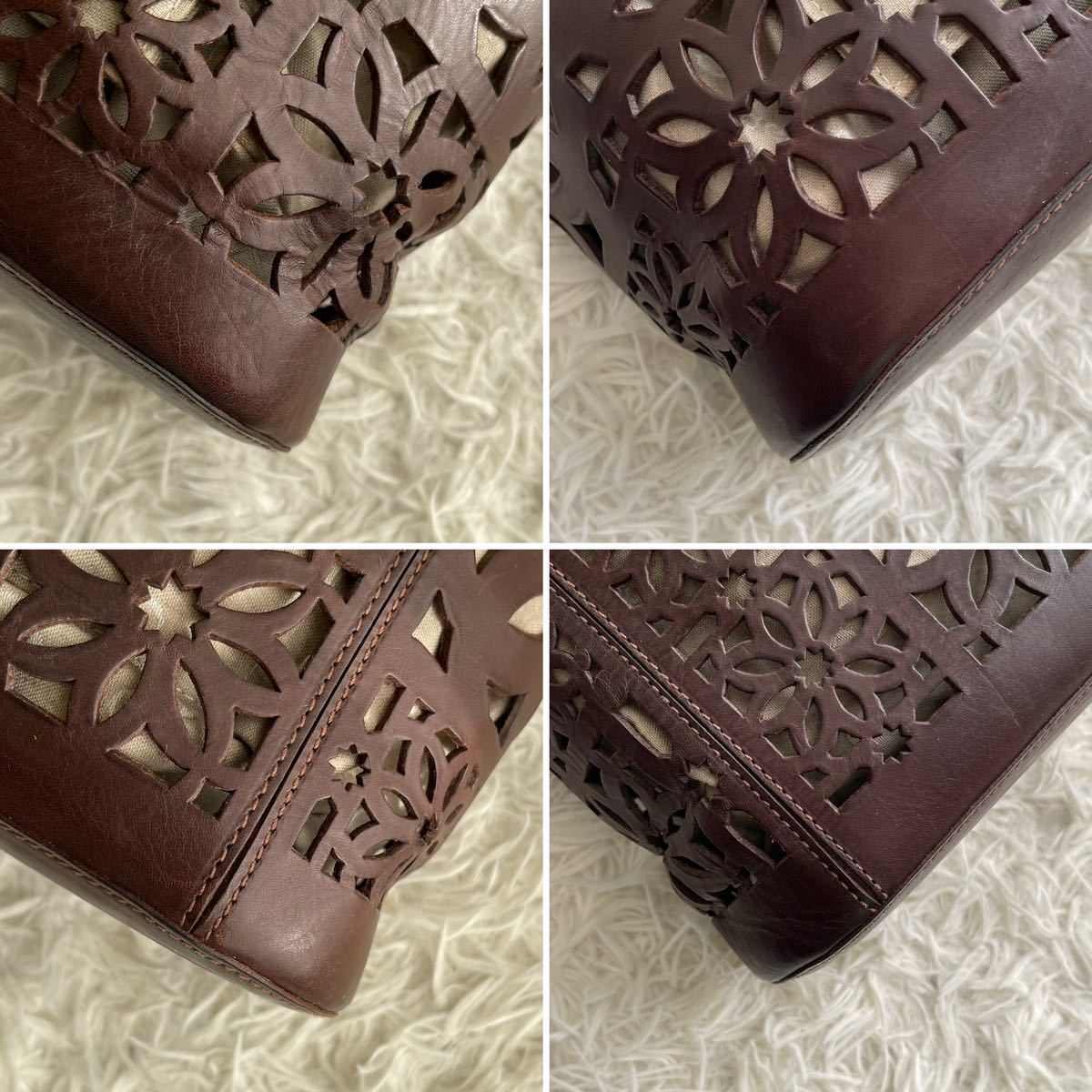 美品】ゲンテン genten トートバッグ カットワーク マルチカットワーク 