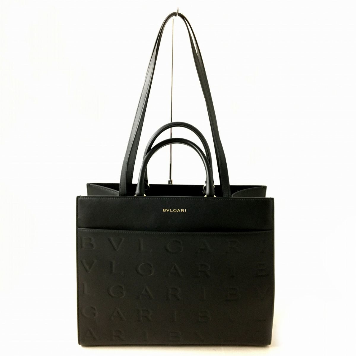 極美品◎定価33万 BVLGARI ブルガリ 291617 レディース ブルガリロゴ インフィニートゥム 2WAY トートバッグ カーフスキン ブラック 袋付