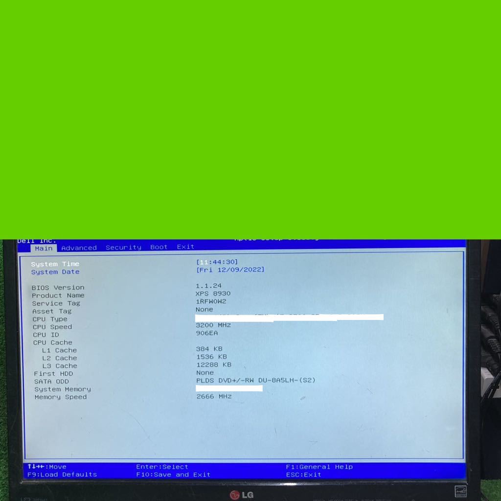 CI-911 激安 デスクトップPC DELL XPS 8930 Series BIOS立ち上がり確認