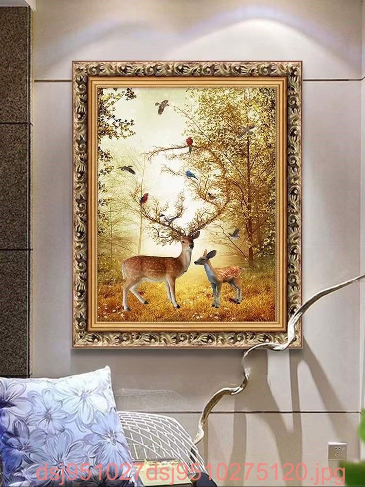 鹿 油彩 油絵 絵画50*40cm 油絵 | カラフルな動物 数字キットによる絵画