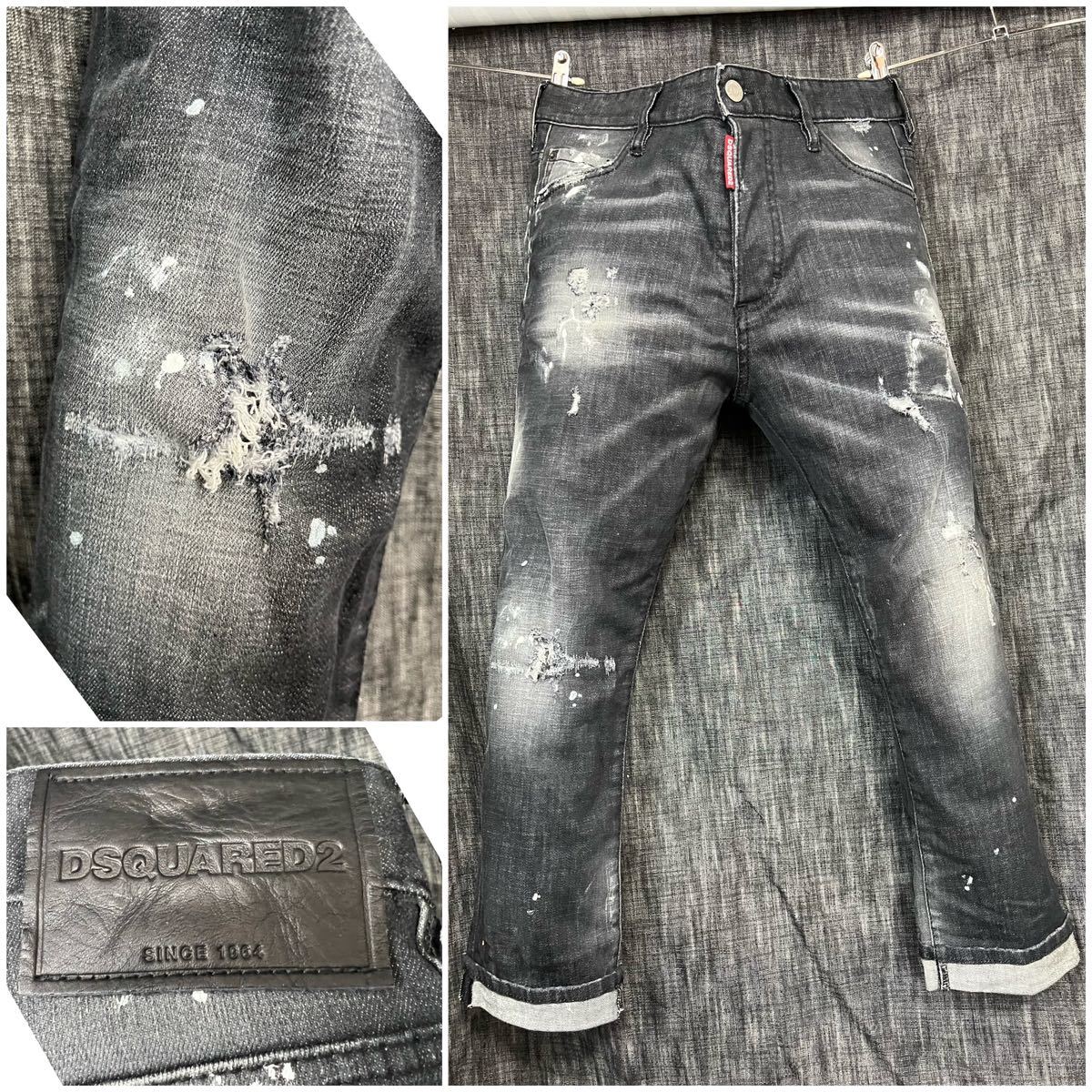 定価79200円 Dsquared2 グラムヘッド　ダメージ加工ブラックデニム