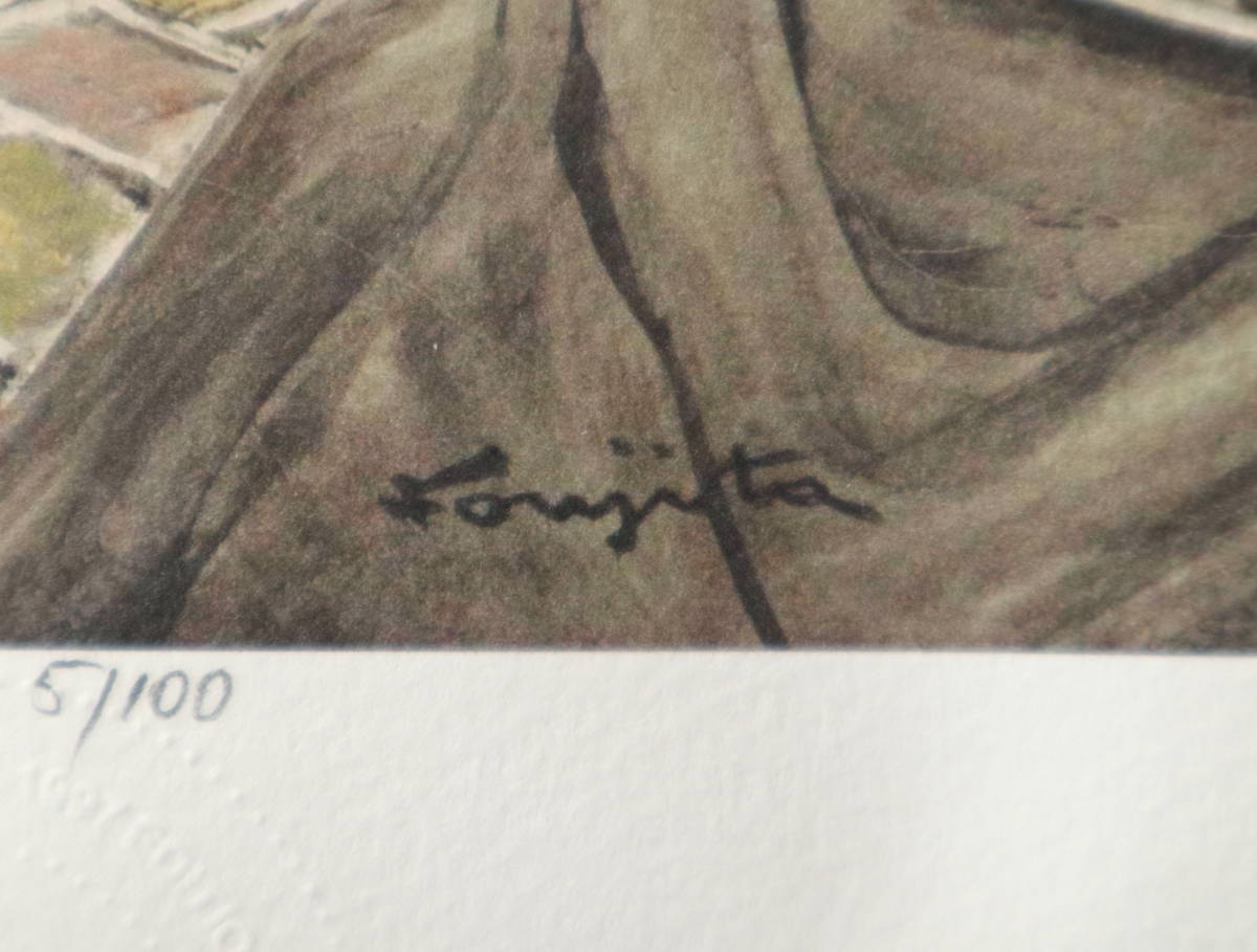 藤田嗣治JEUNE FILLE A LA ROBE BLEUE 藤田嗣治・Léonard Foujita