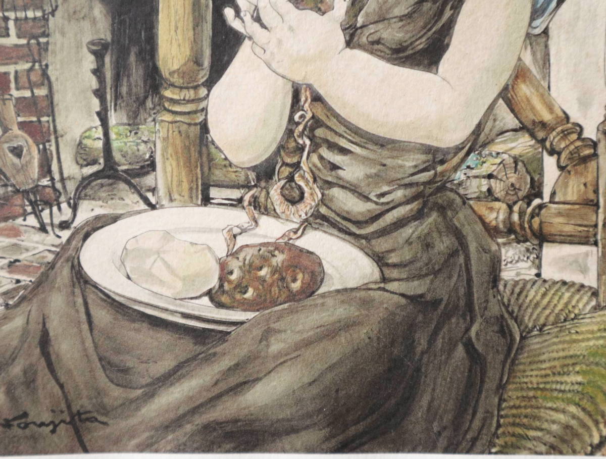 藤田嗣治JEUNE FILLE A LA ROBE BLEUE 藤田嗣治・Léonard Foujita