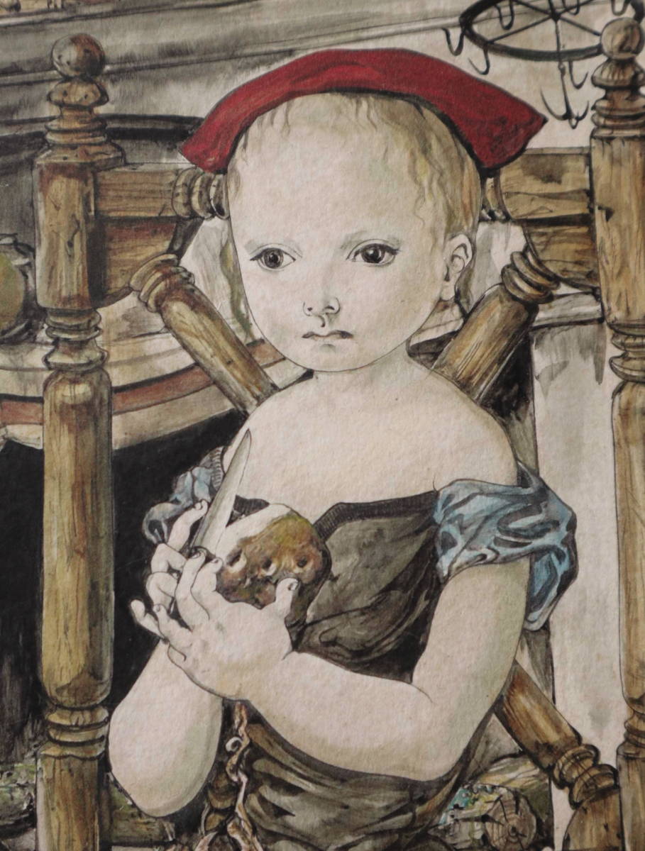 藤田嗣治JEUNE FILLE A LA ROBE BLEUE 藤田嗣治・Léonard Foujita