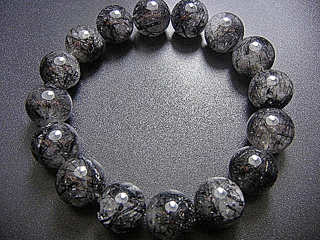 高級天然水晶JFV0721 最上級　極粗黒針Blackタイチン　14mm渋い濃密超迫力超勧め