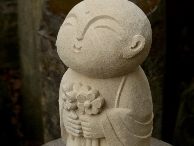 花地蔵様の石像h31cm／6.5kg お地蔵さん 地蔵菩薩 石仏 仏像 1214 最