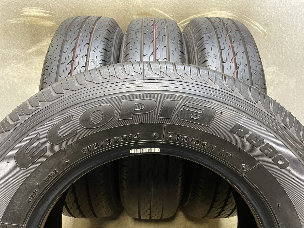 イボ 激安 175/80R14 LT ブリヂストン R680 4本 送料込み 175/80R14 (99/98N) LT ブリヂストン ECOPIa R680 中古4本 2018年製