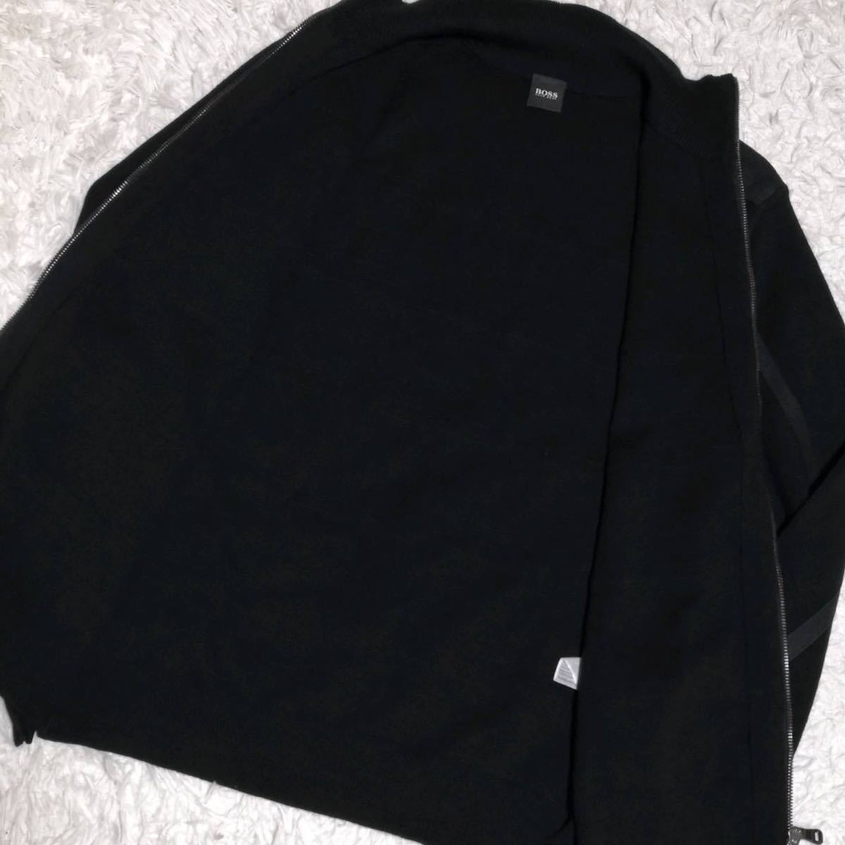 極美品 L HUGO BOSS ヒューゴボス【最高級の品格】HUGO BOSS スエード ウール100 トラックジャケット　アウター　ブルゾン　ブラック ボス ヒューゴボス ヒューゴ Boss（ヒューゴ EDTスプレー コート」(メンズ