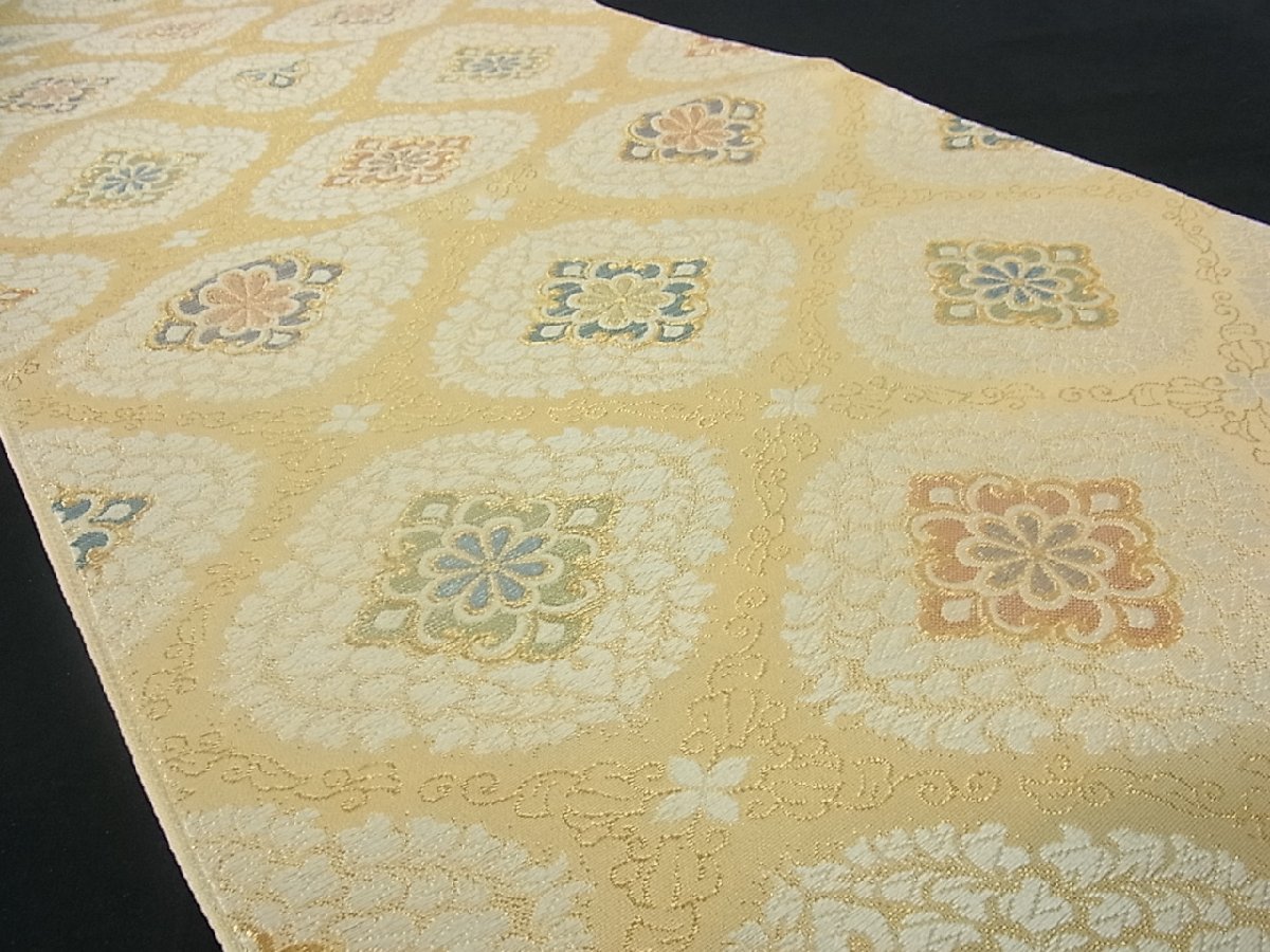 花美人着物■六通柄袋帯 唐織 花菱文 金糸 逸品 cm0053 逸品 正絹 唐織 艶やかな唐花鳳凰文様の袋帯 着物月花 正倉院天井花文