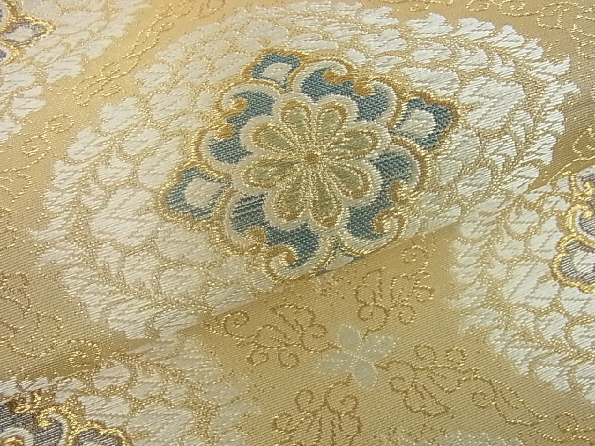 花美人着物■六通柄袋帯 唐織 花菱文 金糸 逸品 cm0053 逸品 正絹 唐織 艶やかな唐花鳳凰文様の袋帯 着物月花 正倉院天井花文