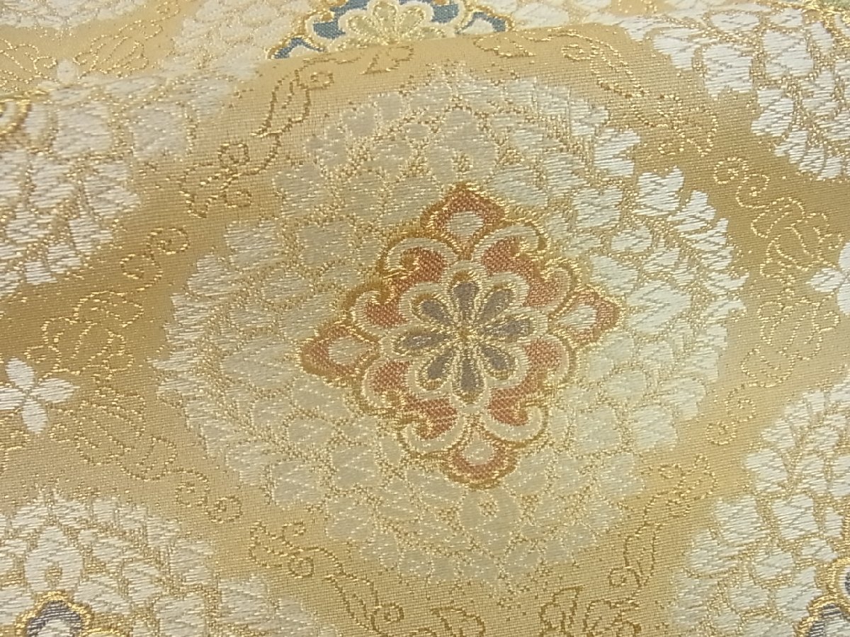 花美人着物■六通柄袋帯 唐織 花菱文 金糸 逸品 cm0053 逸品 正絹 唐織 艶やかな唐花鳳凰文様の袋帯 着物月花 正倉院天井花文