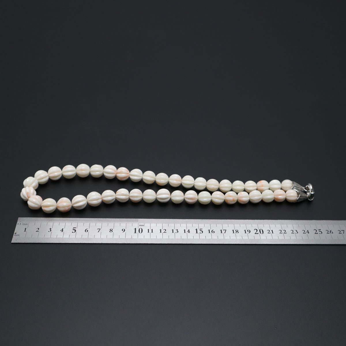 珊瑚 サンゴ ネックレス 金具(925刻印) 時代物 旧家藏出 総重量約94g 