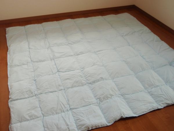 超値下げ♪クイーンサイズ！洗えるダウンケット♪ダウン80％　羽毛肌掛け布団☆ブルー系　210×210㎝　送料無料！最後の一点！