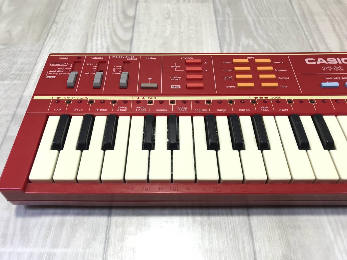 ☆ CASIO カシオ 電子キーボード 専用ROM付き レッド レトロ PT-82