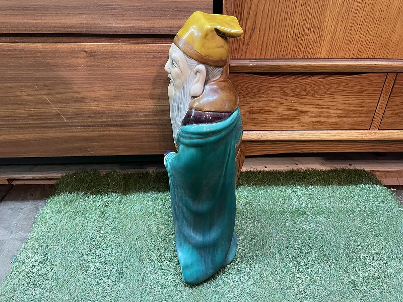 アンティーク 年代物 縁起物 置物 陶器人形 色絵 時代物陶芸品 。49