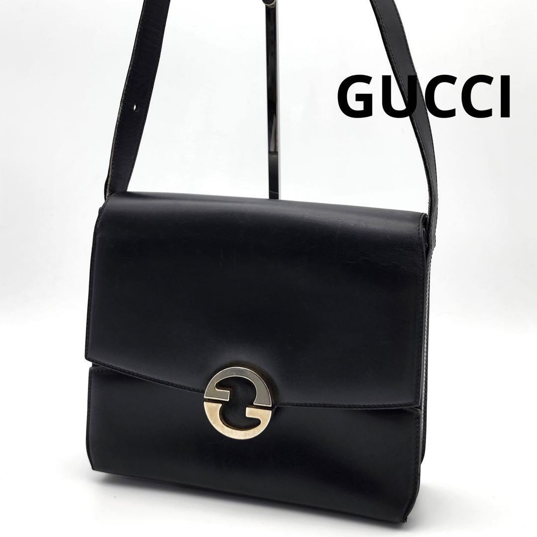 グッチ インターロッキング ショルダーバッグ レザー GG 黒 GUCCI ⁄ GUCCI インターロッキング レザー ショルダーバッグ 黒