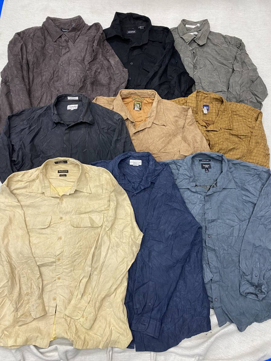18枚　セット　スエードシャツ　古着卸し　まとめ売り　フェイクスエード　古着屋　Xl　XXL　M　サイズ ミックス 古着シャツ