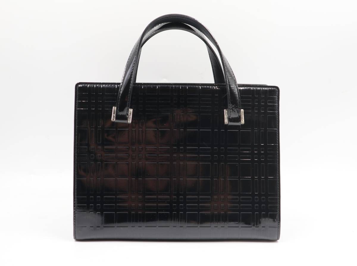 バーバリー ハンドバッグ BURBERRY クロコ型押し トップステッチ 