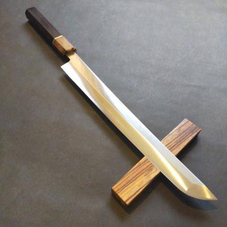 新品】ステン本焼V金10号先丸柳刃包丁270mm 高級黒檀