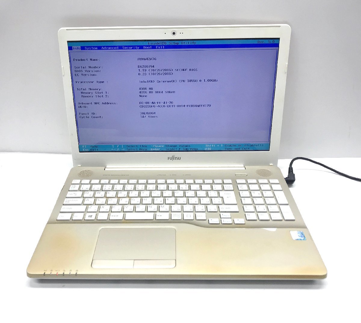 NT: 富士通 AH42/A3 Celeron-3855U 1.60GH / 無線マルチ ノート