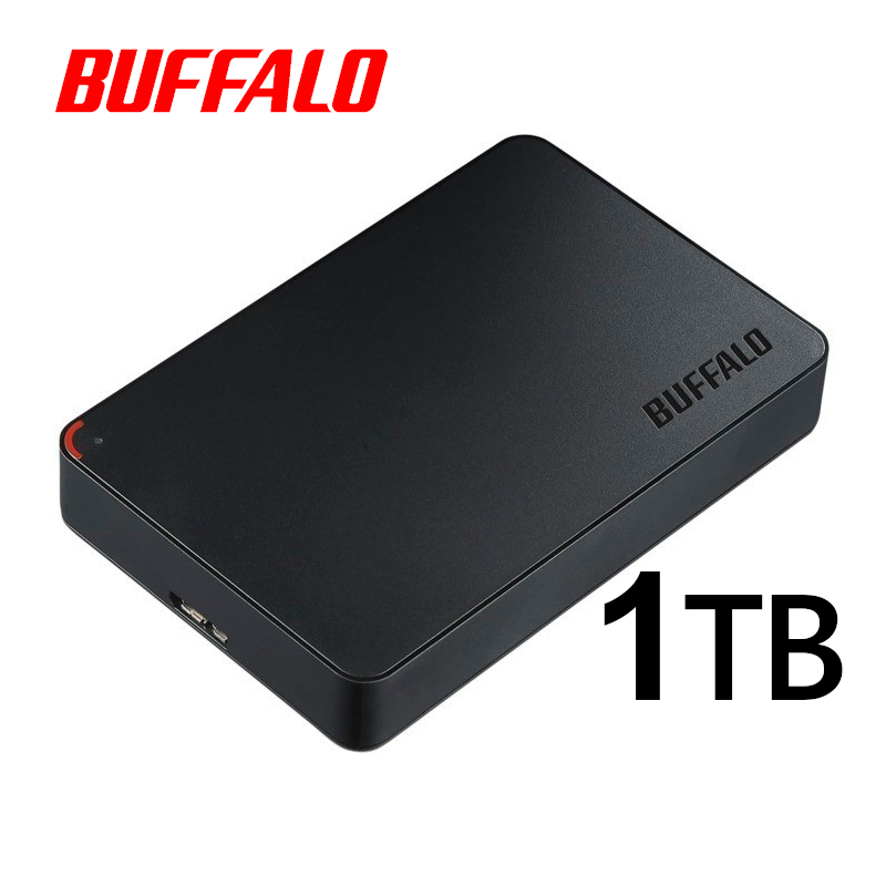 ★送料無料★美品★【BUFFALO　1TB　ポータブル 外付けHDD　ブラック】ハード ディスク　シンプルデザイン&コンパクト USB3.1(Gen1)/USB3.0