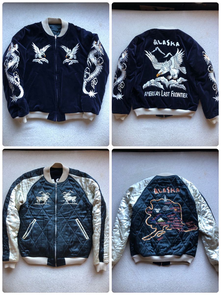 限定SALE，正規品 TheFlathead フラットヘッド アラスカ 別珍 スカジャン スーベニアジャケット 中綿入り リバーシブル 手振り刺繍 鷹 龍 JAPAN 日本製(Lサイズ)｜売買されたオークション情報、yahooの商品情報をア スカジャン