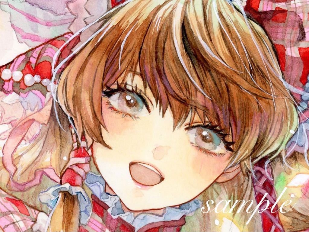同人☆東方Project手描きイラスト ☆博麗霊夢☆A4
